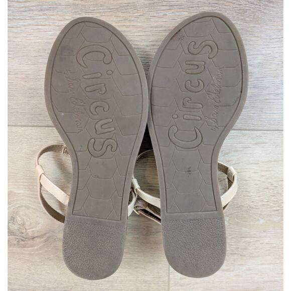 Circus Sam Edelman Cayden T-Strap Slingback Thong Sandals Sz 7.5 Nude Beige Buff - Picture 8 of 10